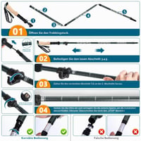 Súprava skladacích turistických paličiek GUHAOOL 2 ks, ľahký hliník 7075, nastaviteľné 108-139 cm, protišmykové, s 5 pármi gumových koncoviek, na nordic walking a horskú turistiku 6