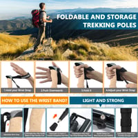 Súprava skladacích turistických paličiek GUHAOOL 2 ks, ľahký hliník 7075, nastaviteľné 108-139 cm, protišmykové, s 5 pármi gumových koncoviek, na nordic walking a horskú turistiku 3