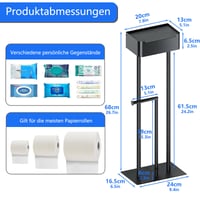 Suport vertical pentru hârtie igienică GUIGUZI din oțel inoxidabil negru, cu suport pentru șervețele umede 5