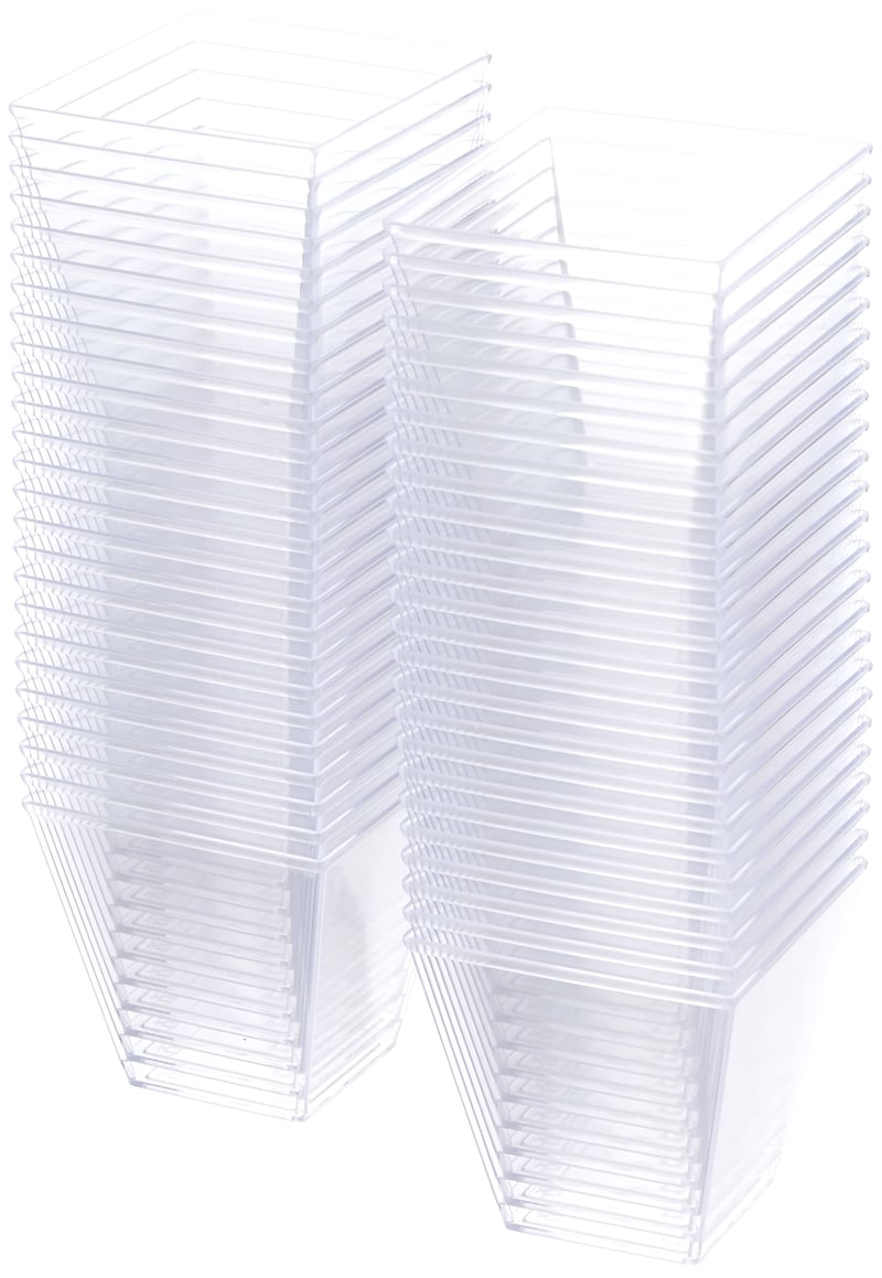 GUILLIN Moulipack Verine 120C pyramídové poháriky 12 cl, číry krištáľový polystyrén, 5,9x5,9x5,6 cm, balenie 50 ks