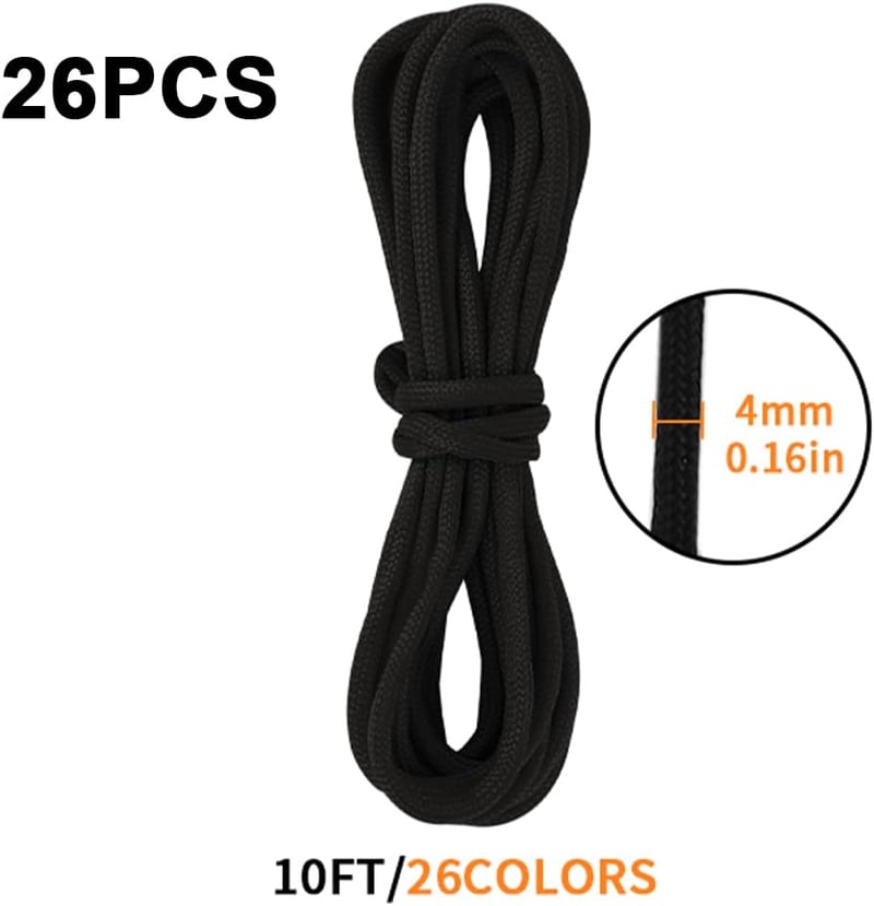 Gukasxi 26 darabos Paracord szett 4mm 550 nylon kötél 10 láb karkötő készítéshez