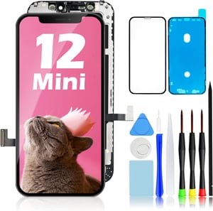 GULEEK iPhone 12 Mini LCD kijelző csere 5.4" fekete érintőképernyő szerszámokkal