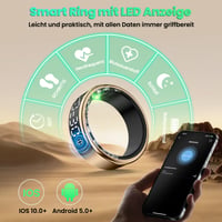 Inteligentný prsteň Gulemfy s LED displejom, meraním tepu/SpO2/spánku, IP68, Android/iOS 2