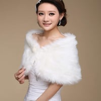 Stolă de Mireasă din Blană Artificială Albă GUMEI, Șal, Pelerină cu Perle Decorative, Bolero pentru Palton de Iarnă 5