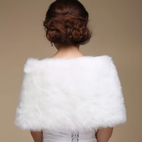 Stolă de Mireasă din Blană Artificială Albă GUMEI, Șal, Pelerină cu Perle Decorative, Bolero pentru Palton de Iarnă 7