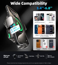 Încărcător auto wireless GuMosh 15W cu suport pentru telefon, prindere automată la 360° - negru 7