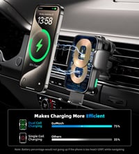 Încărcător auto wireless GuMosh 15W cu suport pentru telefon, prindere automată la 360° - negru 3