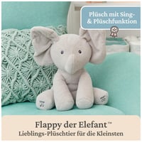 Elefănțel de pluș muzical și interactiv GUND Flappy – cu urechi care se mișcă pentru jocul de-a v-ați ascunselea, aprox. 30 cm, limba germană, recomandat de la 10 luni 2