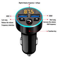 Guniata Bluetooth FM Transmitter autóba QC3.0 gyors töltővel és kihangosítóval 2