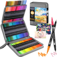 Gunsamg 80 db Dual Brush toll filctoll készlet felnőtteknek színezéshez, vázlatkészítéshez és színezőkönyvvel, képeslapos üdvözlőlaphoz, sze 1
