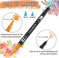 Gunsamg 80 db Dual Brush toll filctoll készlet felnőtteknek színezéshez, vázlatkészítéshez és színezőkönyvvel, képeslapos üdvözlőlaphoz, sze 6
