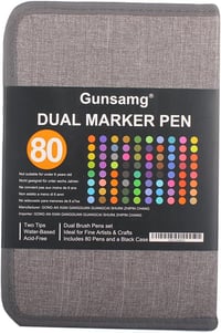 Gunsamg 80 db Dual Brush toll filctoll készlet felnőtteknek színezéshez, vázlatkészítéshez és színezőkönyvvel, képeslapos üdvözlőlaphoz, sze 3