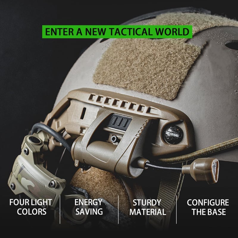 Gunyoo Taktikai Sisak Lámpa 4 Üzemmóddal - Zöld/Piros/Fehér/IR LED Hajlítható Nyakkal - Vadászathoz, Airsoft Játékhoz, Túrázáshoz - Brown