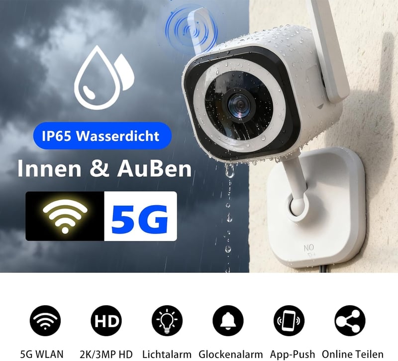 GUOANVISION 5G 2K WiFi Biztonsági Kamera Beltéri Kültéri IP66 Vízálló Éjjellátó
