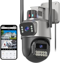GUOANVISION 6MP Kettős Lencse Kültéri Biztonsági Kamera Éjjellátóval és Automatikus Követéssel 1