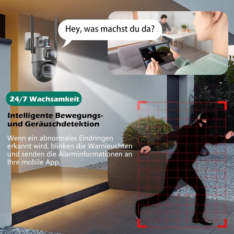 GUOANVISION 6MP Kettős Lencse Kültéri Biztonsági Kamera Éjjellátóval és Automatikus Követéssel