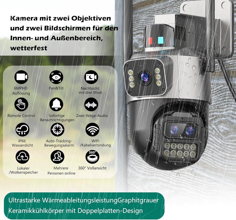 GUOANVISION 6MP PTZ Kültéri Biztonsági Kamera IP66 Éjjellátó Automatikus Követéssel