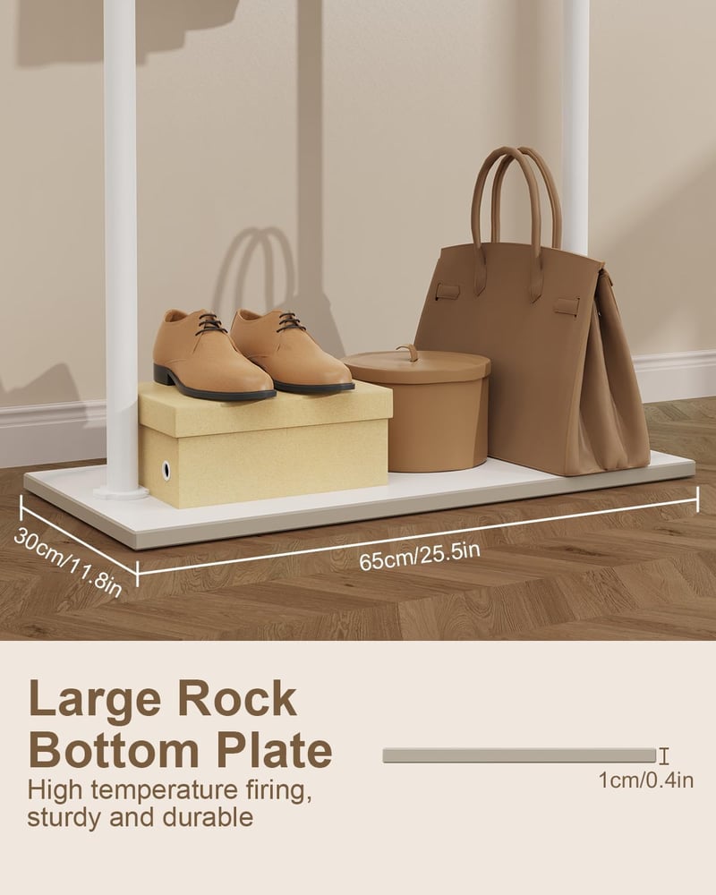 GUOHNHE Freestanding Ruhaállvány Fehér 175cm Kőlappal és 2 Horoggal