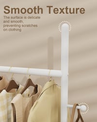 GUOHNHE Freestanding Ruhaállvány Fehér 175cm Kőlappal és 2 Horoggal 5