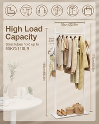 GUOHNHE Freestanding Ruhaállvány Fehér 175cm Kőlappal és 2 Horoggal 3