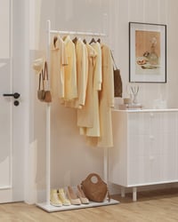 GUOHNHE Freestanding Ruhaállvány Fehér 175cm Kőlappal és 2 Horoggal 2