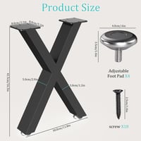 GUOHNHE X-alakú asztalláb fekete, 500 kg terhelhetőség, 43 cm magas bútor láb 3