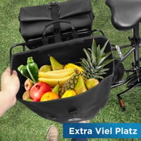 GUOOTU Cyklistická brašna na nosič, 2 ks, 64 l, plachtovina, čierna, 32 l/ks, s reflexnými prvkami, rukoväťou a ramenným popruhom 5