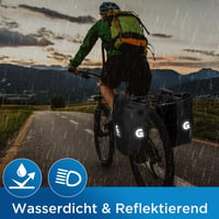 GUOOTU Cyklistická brašna na nosič, 2 ks, 64 l, plachtovina, čierna, 32 l/ks, s reflexnými prvkami, rukoväťou a ramenným popruhom 3