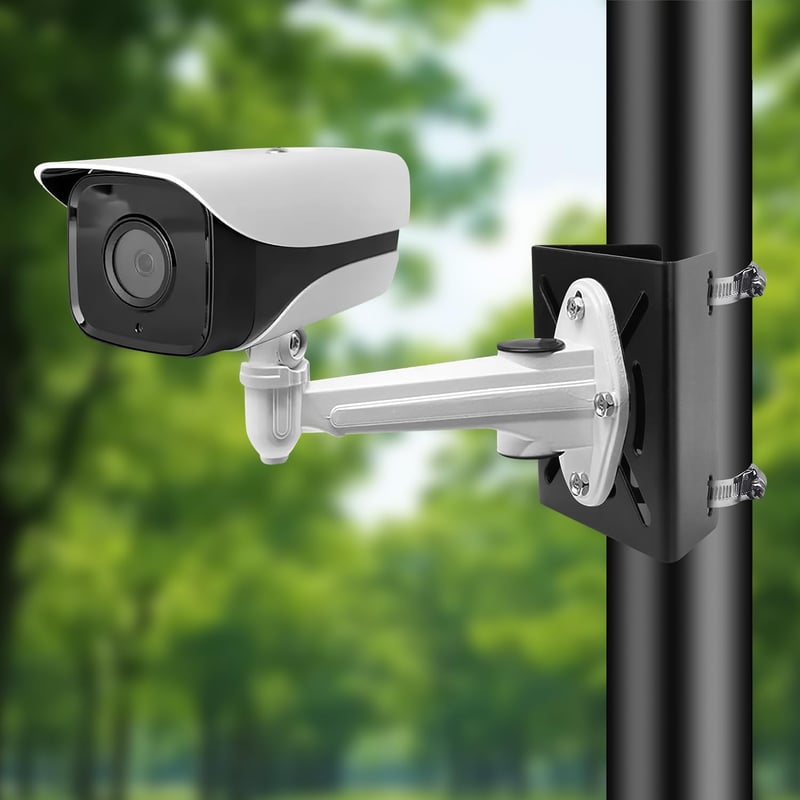 GUOSIYAO függőleges oszlopos rögzítő CCTV és IP kamerákhoz, 2 állítható bilincs, sarkidom, acél napelemtartó, fekete