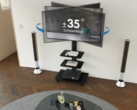 Gurulós TV Állvány 32-60" Képernyőkhöz - Állítható Magasság, 3 Polc, 35° Forgatható, 30kg Teherbírás, VESA 600x400 Kompatibilis, Fe 3