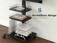 Gurulós TV Állvány 32-60" Képernyőkhöz - Állítható Magasság, 3 Polc, 35° Forgatható, 30kg Teherbírás, VESA 600x400 Kompatibilis, Fe 4