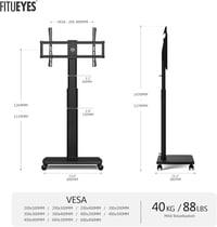 Gurulós TV Állvány Fa Polccal - 32-70" Képernyőkhöz, 40kg Teherbírás, Állítható Magasság, Forgatható, VESA 400x600 Kompatibilis 7