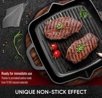 GUSSKÖNIG 30 cm előfűszerezett öntöttvas grilllap steaklap gáz és indukció tűzhelyhez tisztítószerrel receptkönyv 3