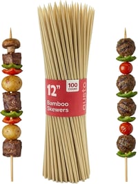 GUSTO 12 Inch Bamboo Nyársak 100 db Grillezéshez, Shish Kebabhoz és Koktélokhoz 1