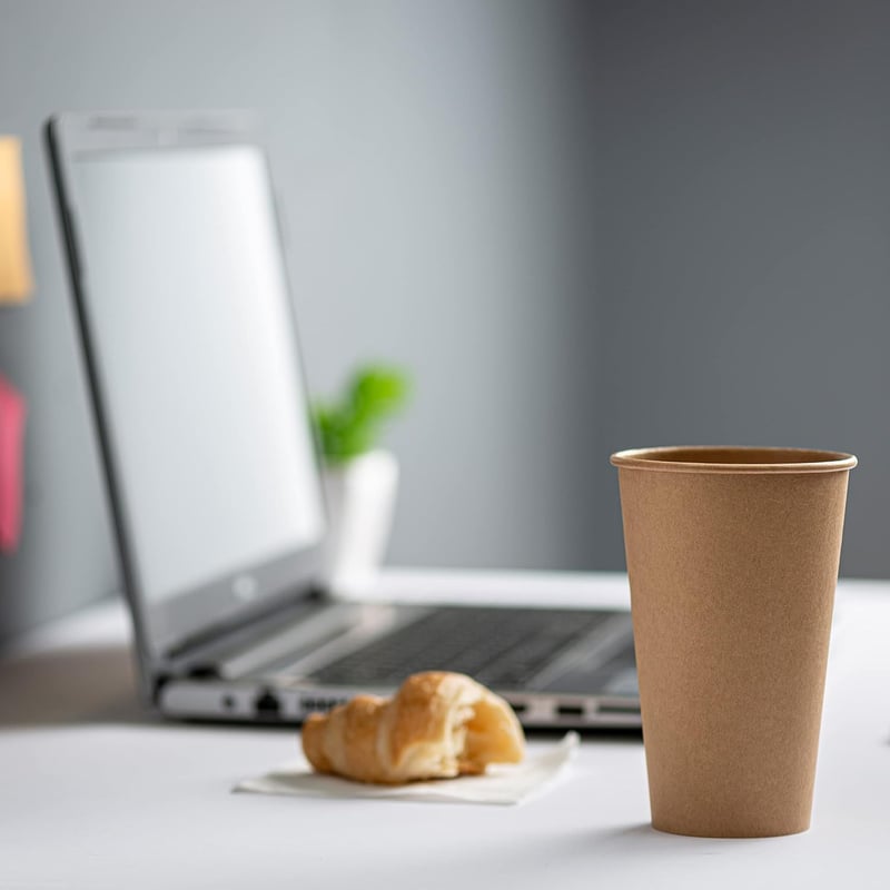 GUSTO 340ml Barna Kraft Papír Kávécsészék 100db Ökológikus Eldobható