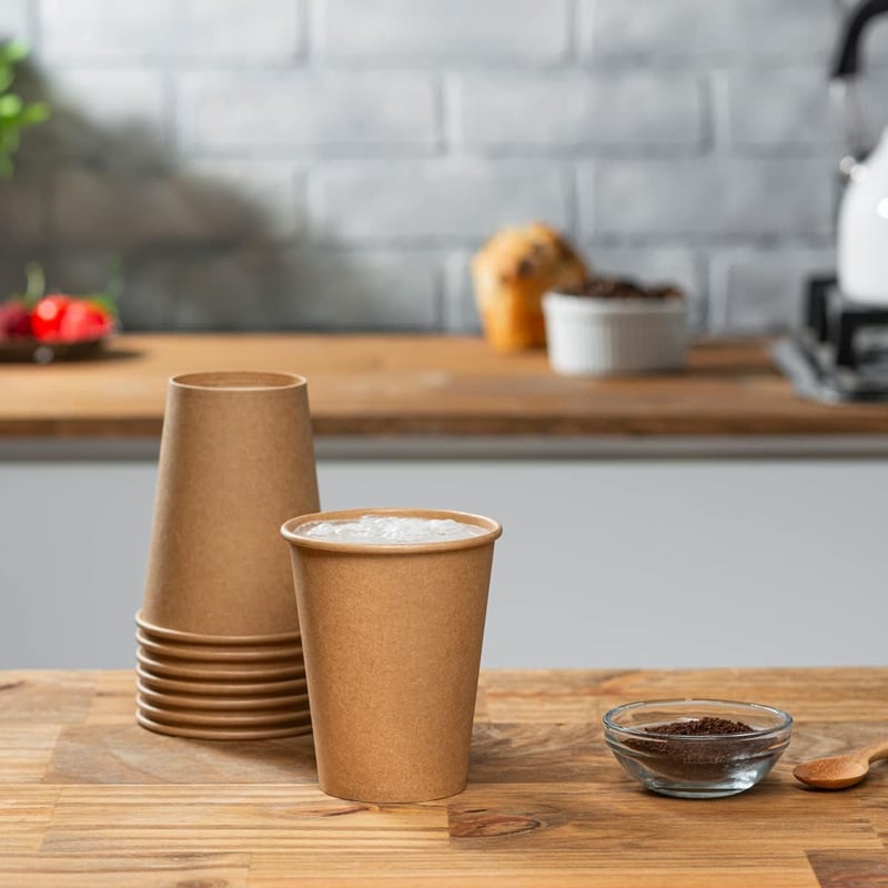 GUSTO 340ml Barna Kraft Papír Kávécsészék 100db Ökológikus Eldobható