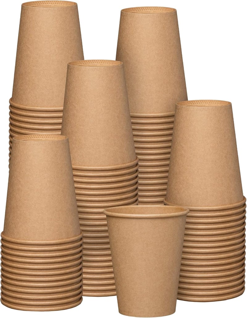 GUSTO 340ml Barna Kraft Papír Kávécsészék 100db Ökológikus Eldobható