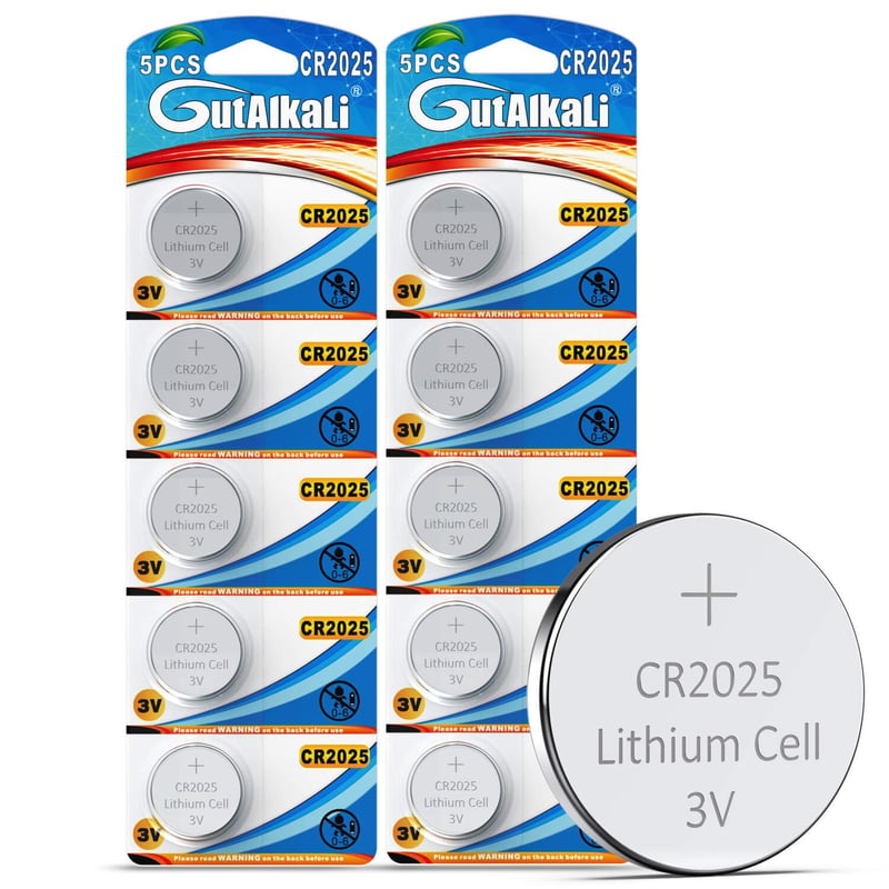 GutAlkaLi CR2025 3V lítiová gombíková batéria, 10 ks v balení – 170 mAh pre elektronické zariadenia
