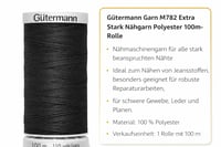 Extra silná polyesterová šijacia niť Gütermann M782, 100 m – na vysoko namáhané švy, béžová 722 3
