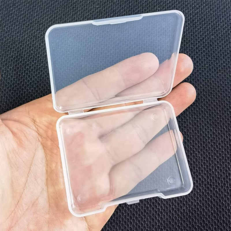 GUUZI 18 db átlátszó téglalap mini műanyag tárolódoboz fedéllel, 6,8x5,2x1,2 cm külső, 6,5x4,9x1 cm belső