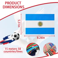 Ghirlandă cu 50 de steaguri ale lumii GUVYATI, 15 metri, 14x21 cm, potrivită pentru campionate de fotbal, cluburi sportive, Campionate Mondiale, Olimpiade, decor pentru baruri și petreceri 2