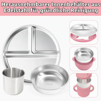 Set de masă pentru bebeluși Guyisile din 6 piese, din oțel inoxidabil, cu husă din silicon, fără BPA 6