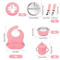 Set de masă pentru bebeluși Guyisile din 6 piese, din oțel inoxidabil, cu husă din silicon, fără BPA 3