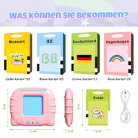 Carduri de învățare a limbii germane cu redare audio GUYUCOM - roz - 194 de carduri / 388 de cuvinte - pentru vârste între 2 și 6 ani 6