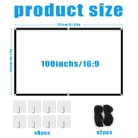 Ecran de proiecție Guzeelu 100 inchi 16:9, portabil, pliabil, anti-șifonare, cu cârlige și corzi, pentru home cinema, birou, școală și utilizare în exterior 2
