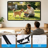 Ecran de proiecție Guzeelu 100 inchi 16:9, portabil, pliabil, anti-șifonare, cu cârlige și corzi, pentru home cinema, birou, școală și utilizare în exterior 3
