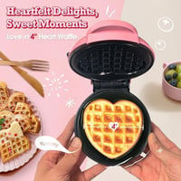 GVAKMM Mini Szívforma Gofrisütő 350W Gyors Fűtéssel Antilengő Bevonattal Rosa 2