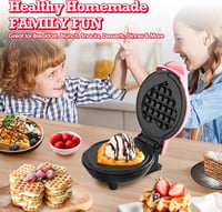 GVAKMM Mini Szívforma Gofrisütő 350W Gyors Fűtéssel Antilengő Bevonattal Rosa 6
