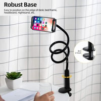 GVEFIVME Univerzális Tablet Tartó - 360° Hajlítható Karos Állvány Csipesszel, 4.7-10.5" Készülékekhez, iPad Pro, iPhone Xs Kompatibilis, Fek 6