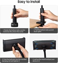 GVEFIVME Univerzális Tablet Tartó - 360° Hajlítható Karos Állvány Csipesszel, 4.7-10.5" Készülékekhez, iPad Pro, iPhone Xs Kompatibilis, Fek 5